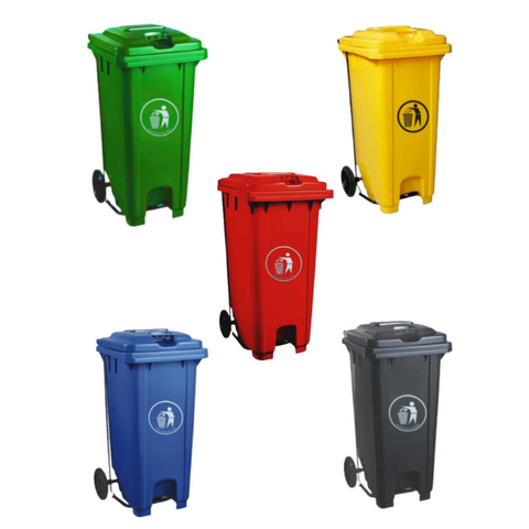 Garbage Bin With Wheel And Centre Pedal 240LT - Plastic - Hygiene System - Made in China-Daitona General Trading LLC