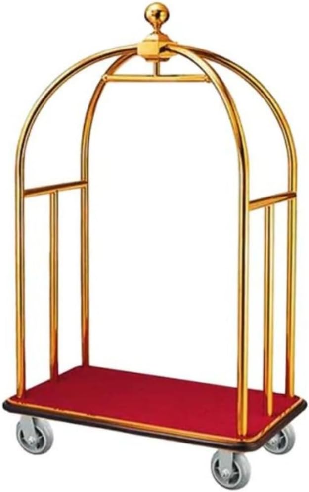 Luxury Hotel Luggage Trolley (Bell Model) Golden/Red Hygiene System - Made in China