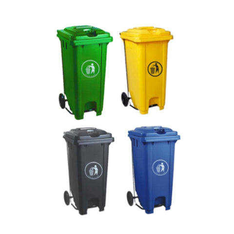 Garbage Bin With Wheel And Centre Pedal 100LT - Plastic - Hygiene System - Made in China-Daitona General Trading LLC
