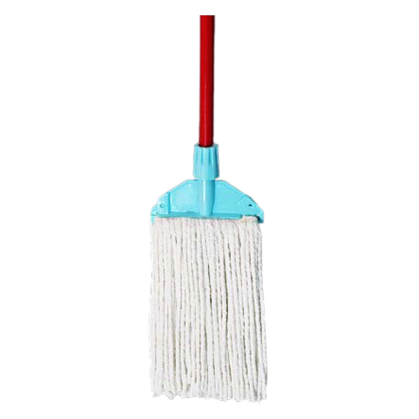 Cotton Wet Mop 260 Gms (White) With Plastic Holder & Wooden Handle - Kach Sheng - Made in Taiwan-Daitona General Trading LLC