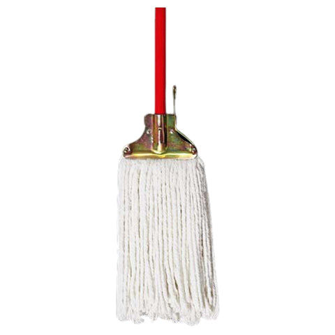 Cotton Wet Mop 350 Gms (White) With Metal Holder & Wooden Handle - Kach Sheng - Made in Taiwan-KS6132 + CJ999TH-Daitona General Trading LLC