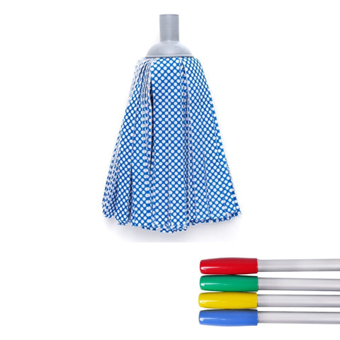 Dotted Synthetic Strip Wet Mop 160Gms (Blue) With Aluminium Handle - Cisne - Made in Spain-CISNE-100501-04 + CJ22-135-Daitona General Trading LLC