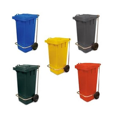 Garbage Bin With Wheel And Centre Pedal 120LT - Virgin Plastic (Red, Yellow, Blue, Green & Grey) - IPC RS - Made in Italy-Daitona General Trading LLC