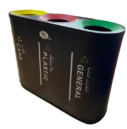 3 Compartment Recycle Bin Black - Hygiene System - Made in China-Daitona General Trading LLC