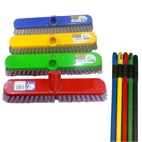 Floor Scrubbing Brush Rex (Red, Yellow, Blue & Green) With Metal Handle - Mr. Brush - Made in Italy-Daitona General Trading LLC
