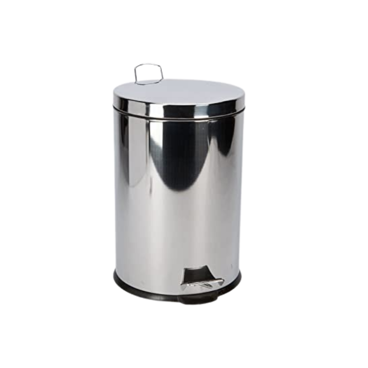 Stainless Steel Coated Dust Bin With Pedal 12LT (Matte/Satin & Shiny/Mirror Finish) - Hygiene System - Made in China-Daitona General Trading LLC