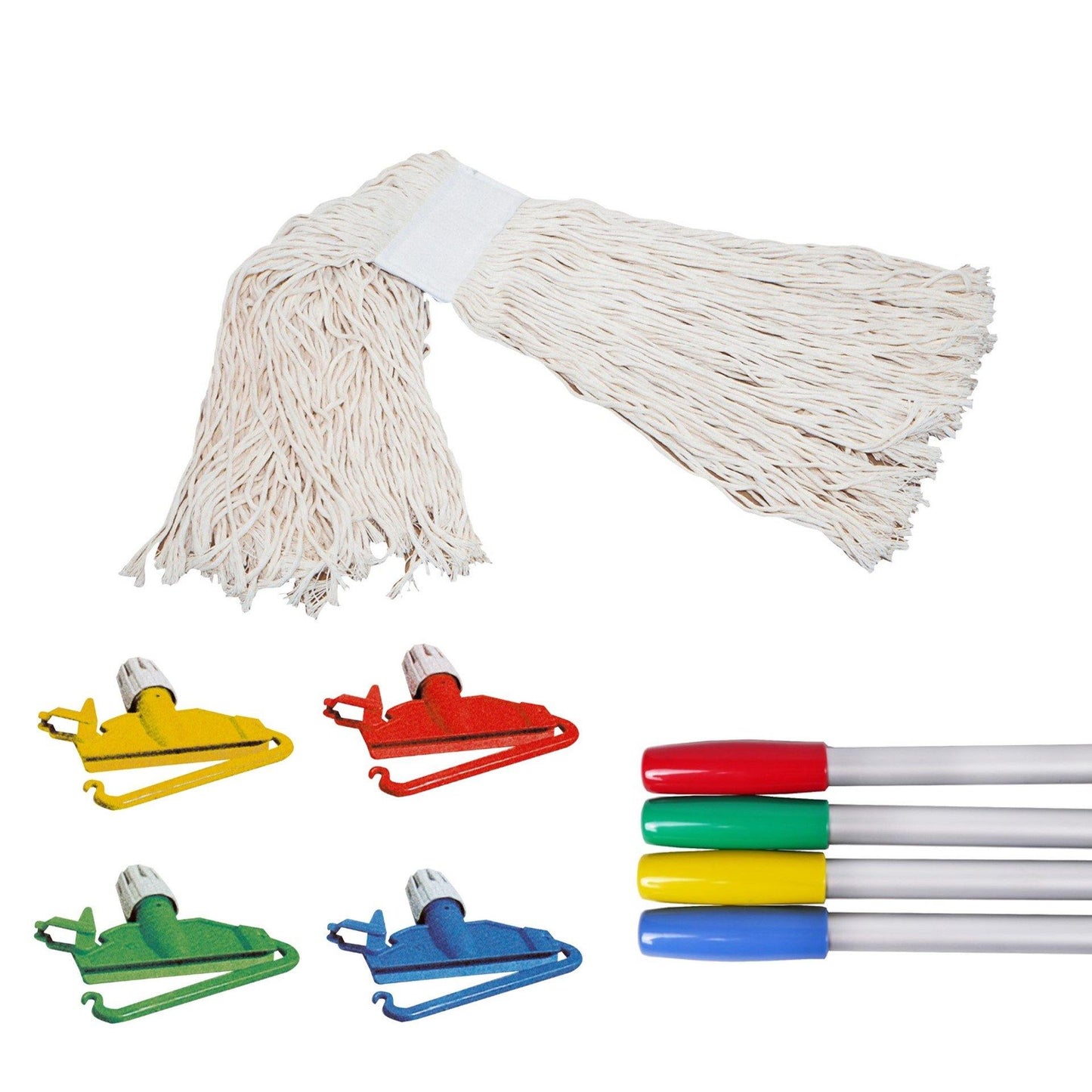 Kentucky Wet Mop Cotton 350 Gms Cut End (White) With Plastic Holder & Aluminium Handle - IPC - Made in Italy-Daitona General Trading LLC