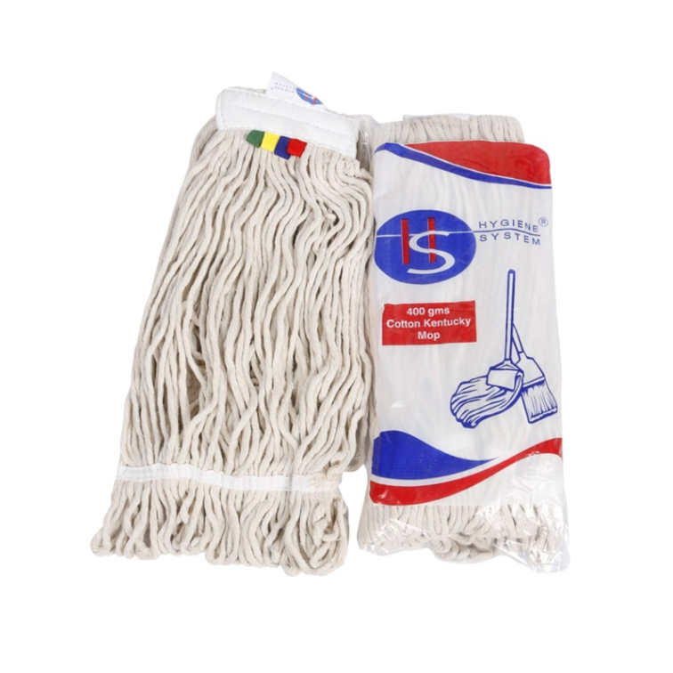 Kentucky Wet Mop Cotton 4 Tabs Round 400 Gms (White) - Hygiene System - Made in Pakistan-Daitona General Trading LLC