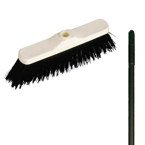 Floor Industrial Broom (Black) With Metal Handle - Mr. Brush - Made in Italy-MR260.12 + MH-Daitona General Trading LLC