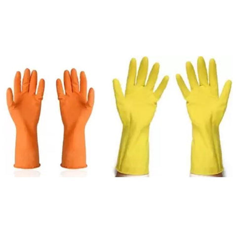 Household Gloves (Orange & Yellow) - Red Rose - Made in China-Daitona General Trading LLC