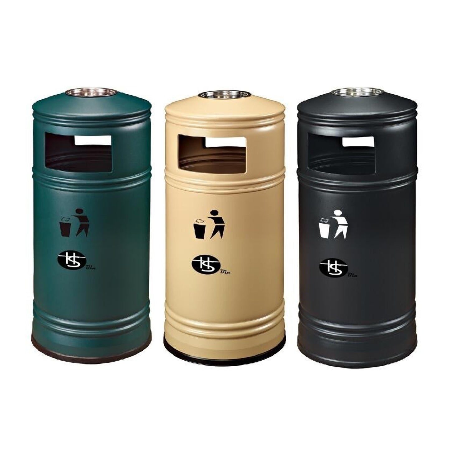Outdoor Iron Ashtray Bin 33LT (Beige & Green) - Hygiene System - Made in China-Daitona General Trading LLC