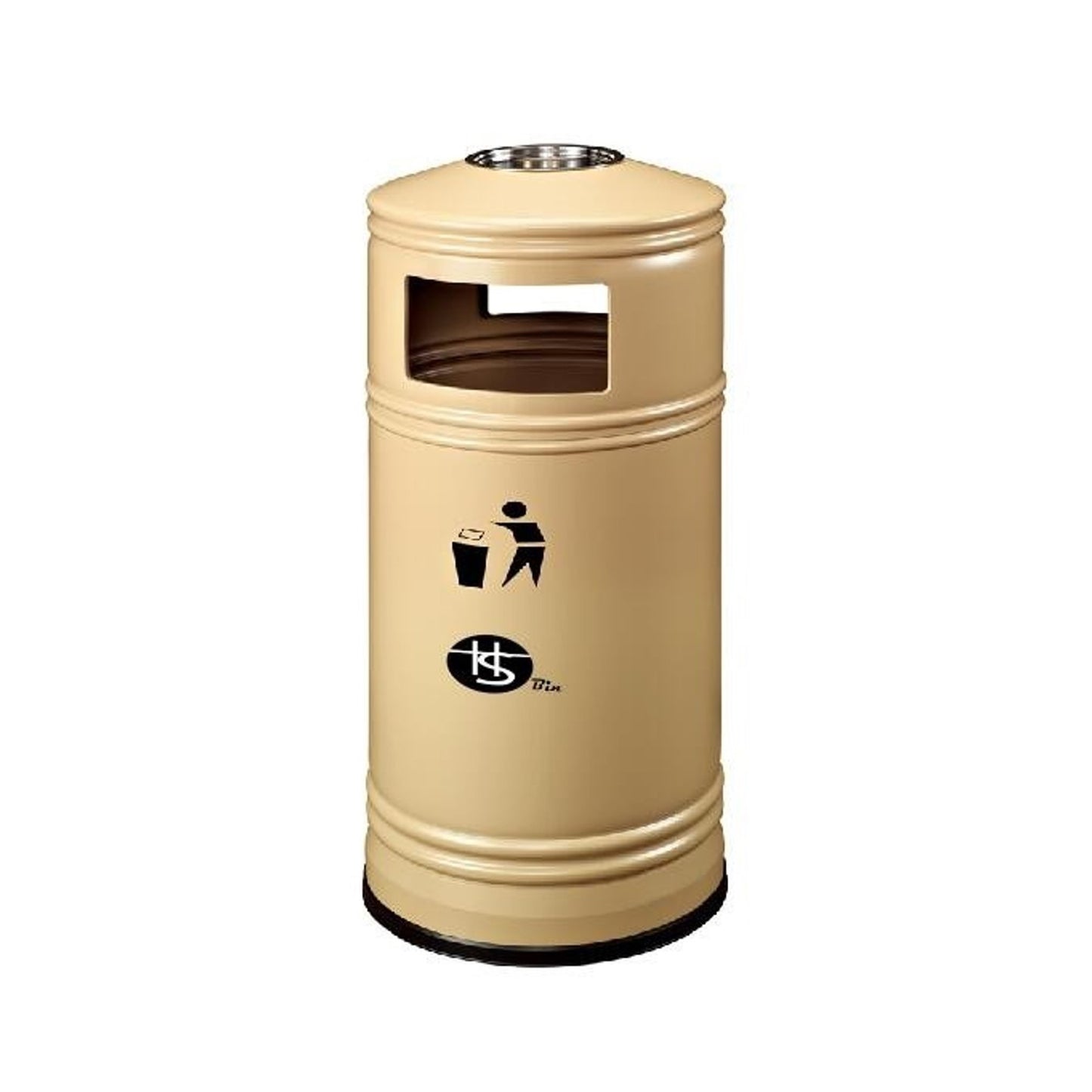 Outdoor Iron Ashtray Bin 33LT (Beige & Green) - Hygiene System - Made in China-Daitona General Trading LLC