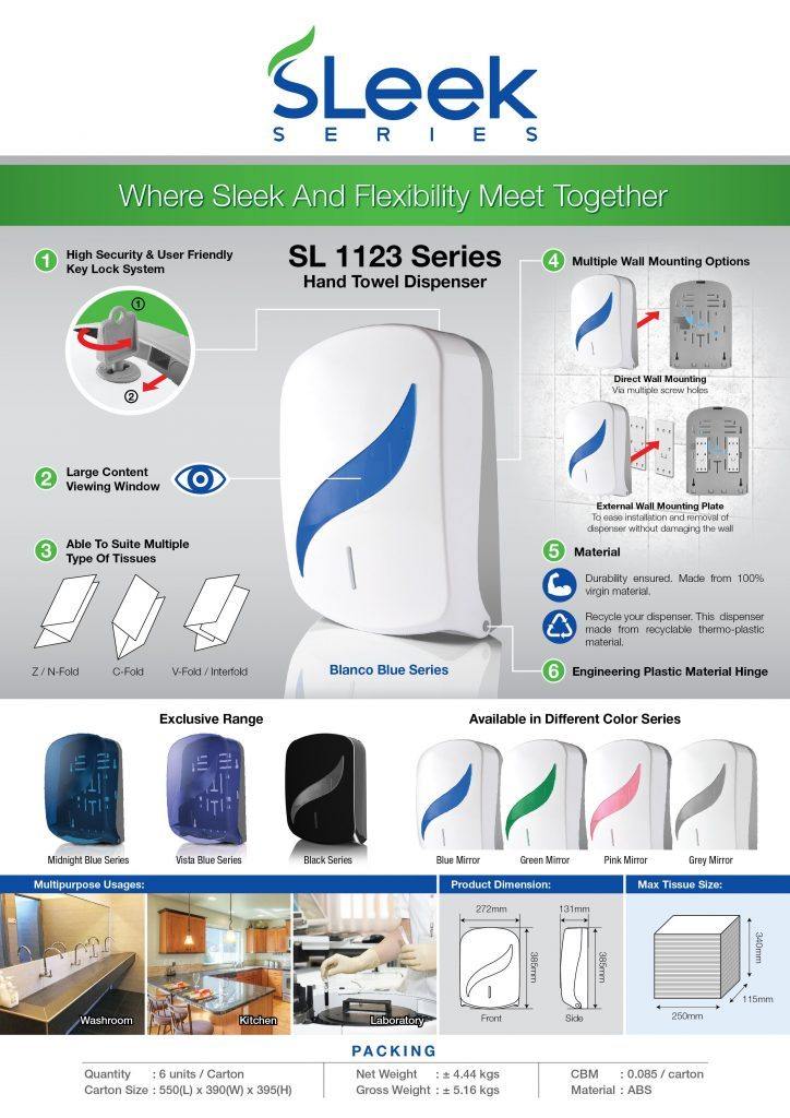 Hand Towel Dispenser (Blanco Blue) - Sleek Series - Made in Malaysia-Daitona General Trading LLC