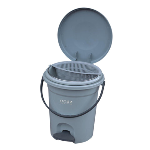 Plastic Round Dust Bin With Pedal 8LT (Grey) Baiyun - Made in China-AF07035GREY-Daitona General Trading LLC