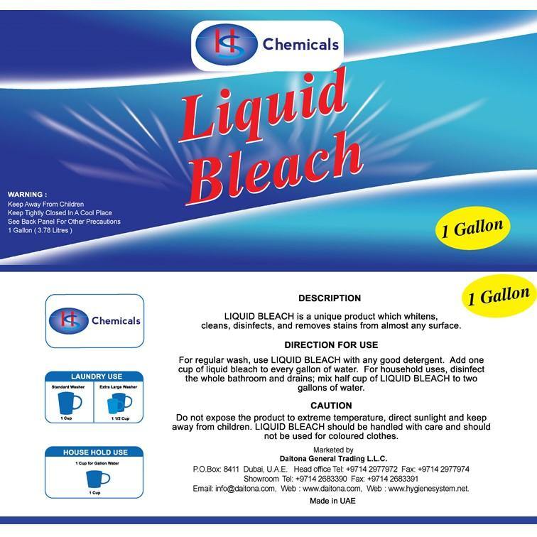 Liquid Bleach (3.78L) - Hygiene System - Made in UAE-Daitona General Trading LLC