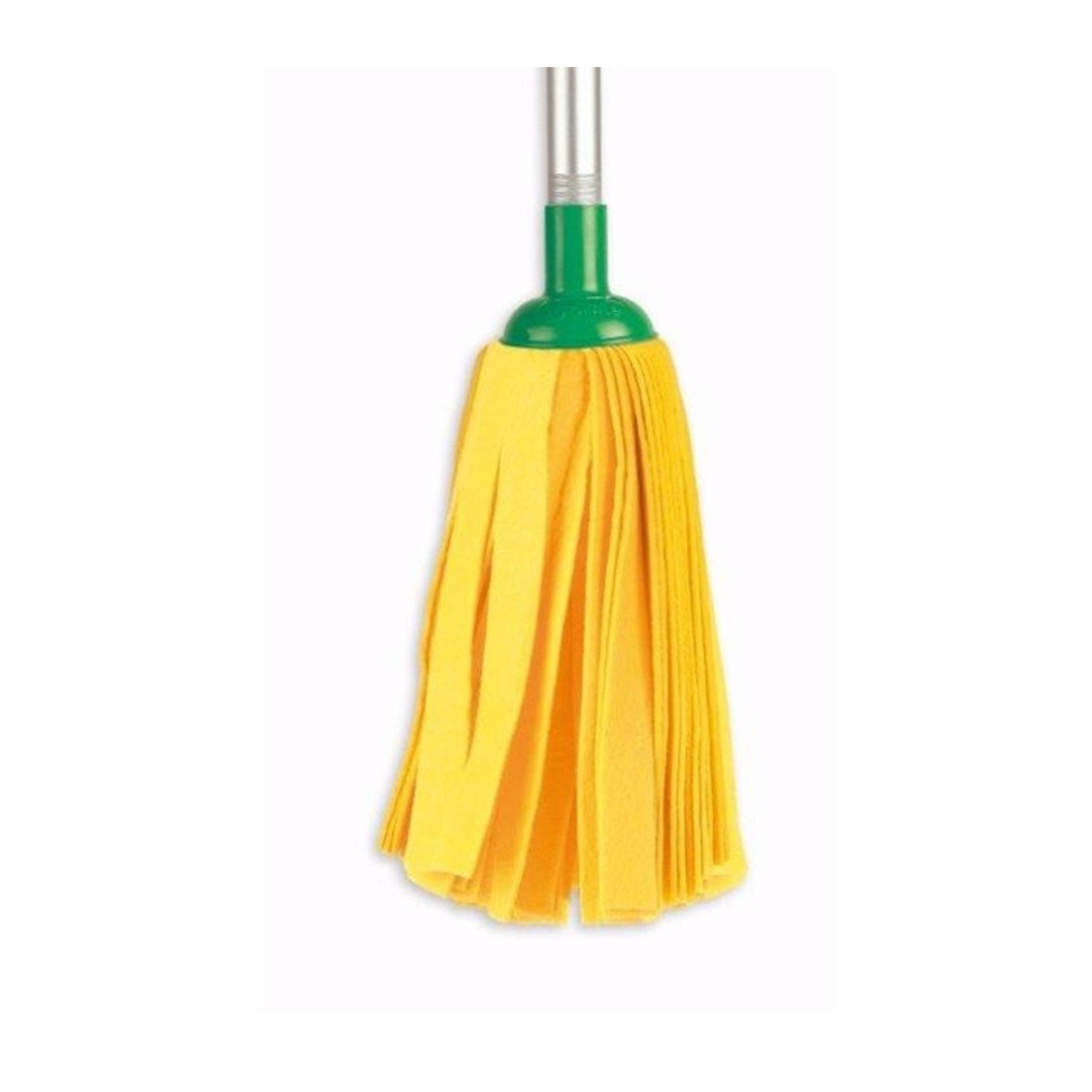 Synthetic Strip Wet Mop 160Gms (Yellow) With Aluminium Handle - Cisne - Made in Spain-Daitona General Trading LLC