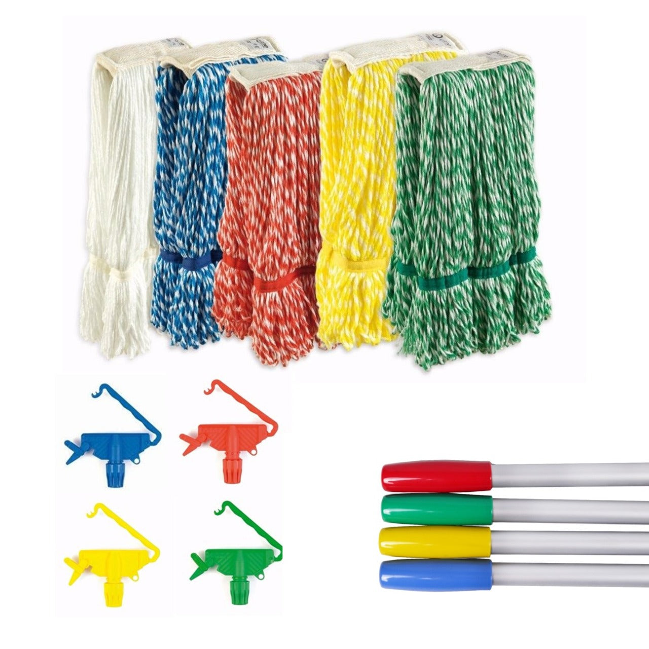 Microfibre Kentucky Mop Looped End 200Gms (Multicolors) With Mop Holder & Aluminium Handle - Cisne - Made in Spain-Daitona General Trading LLC