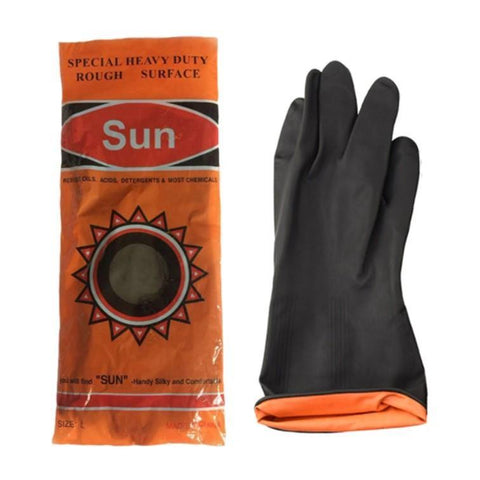 Latex Rubber Gloves (Black) - Sun Brand - Made in China-LATEX GLOVES SUNB100-Daitona General Trading LLC