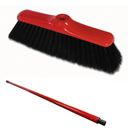 Floor Sweeping Broom Regina (Red/Black) With Metal Handle - Mr. Brush - Made in Italy-MR120.10 + MH-Daitona General Trading LLC