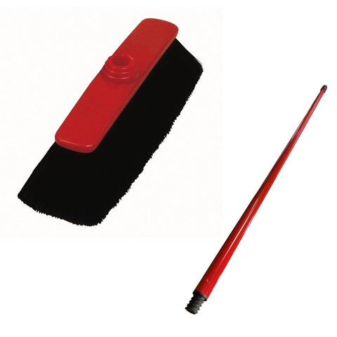 Floor Sweeping Broom Sovrana (Red/Black) With Metal Handle - Mr. Brush - Made in Italy-MR130.10 + MH-Daitona General Trading LLC