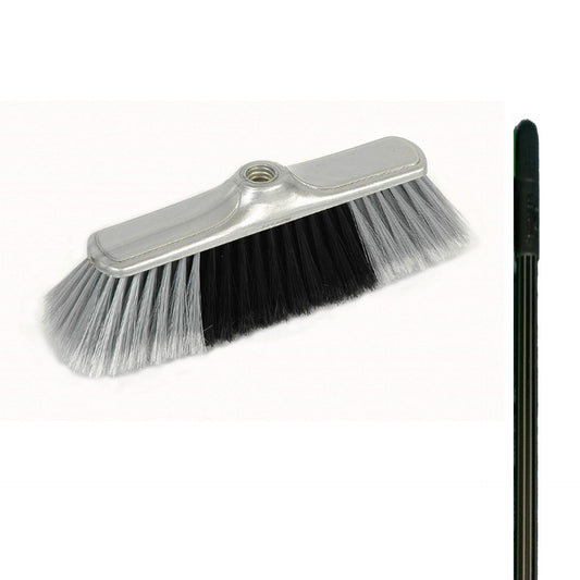 Soft Broom Argenta (Silver & Black) With Metal Handle - Mr. Brush - Made in Italy-MR80.10 + MH-1-Daitona General Trading LLC