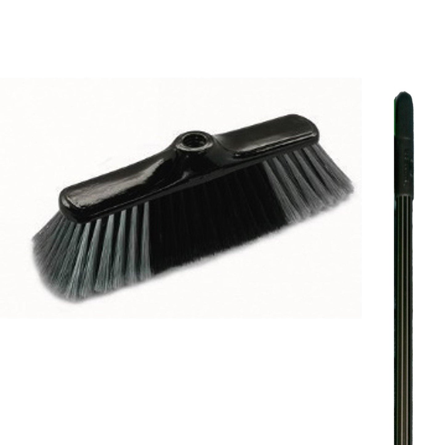 Soft Broom Argenta (Silver & Black) With Metal Handle - Mr. Brush - Made in Italy-MR80.10 + MH-2-Daitona General Trading LLC