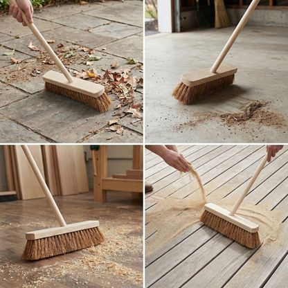 Coco Brush 12" With Wooden Handle - Made in Srilanka