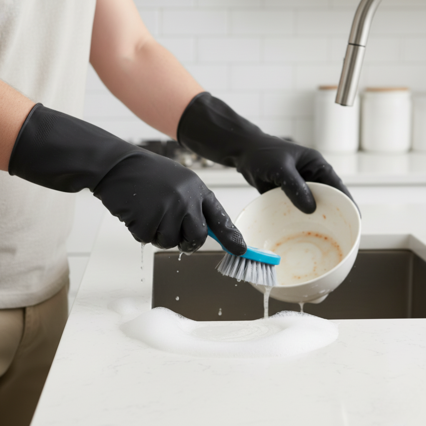 Latex Rubber Gloves (Black) - Sun Brand - Made in China