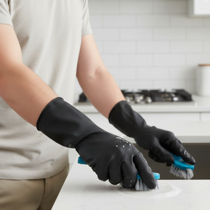 Latex Rubber Gloves (Black) - Sun Brand - Made in China