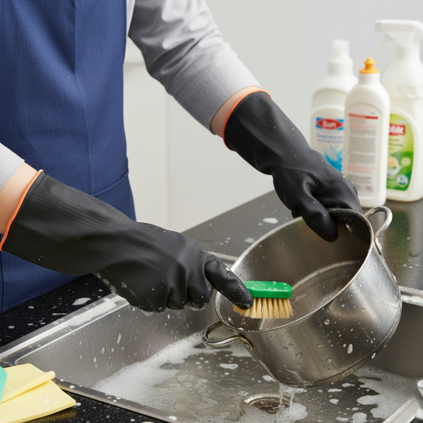Latex Rubber Gloves (Black) - Sun Brand - Made in China