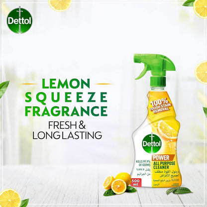 Dettol All Purpose Cleaner Spray Bottle, Lemon Scent, 500 ml-Daitona General Trading LLC