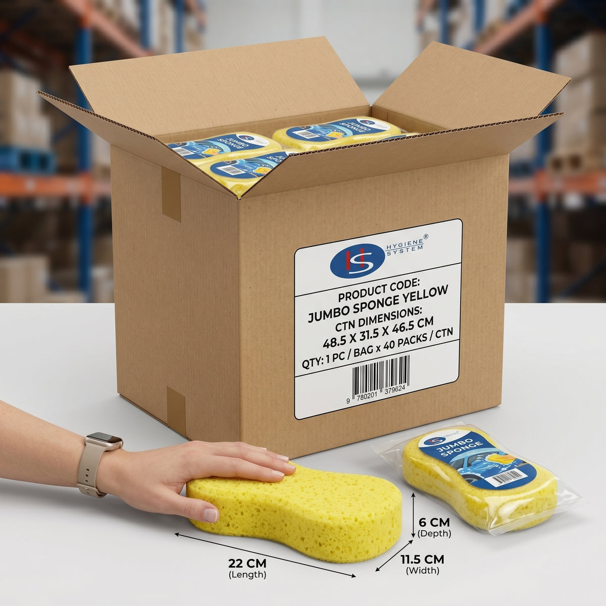 Hygiene System Jumbo Car Sponge Yellow - Made in China