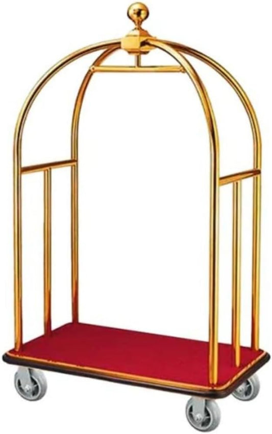 Luxury Hotel Luggage Trolley (Bell Model) Golden/Red Hygiene System - Made in China
