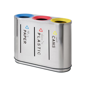 3 Compartment Recycle Bin Stainless Steel Coated - Hygiene System - Made in China-Daitona General Trading LLC