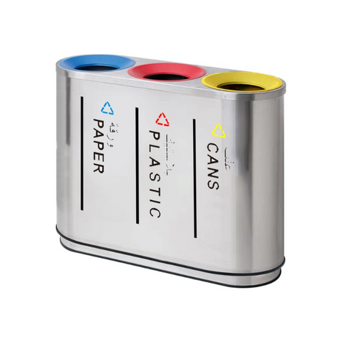 3 Compartment Recycle Bin Stainless Steel Coated - Hygiene System - Made in China-Daitona General Trading LLC
