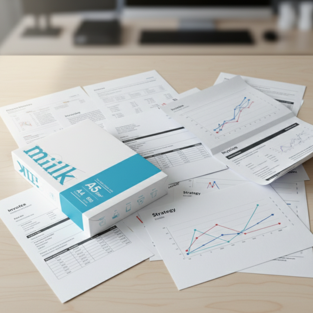 MIILK 80GSM A4 Multi Copying Paper | Premium Office Printer Paper For Laser & Inkjet Printing & Everyday Office Use | 210 x 297 mm