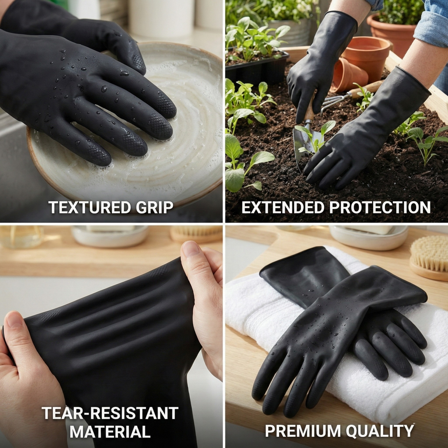 Latex Rubber Gloves (Black) - Lion Brand - Made in China