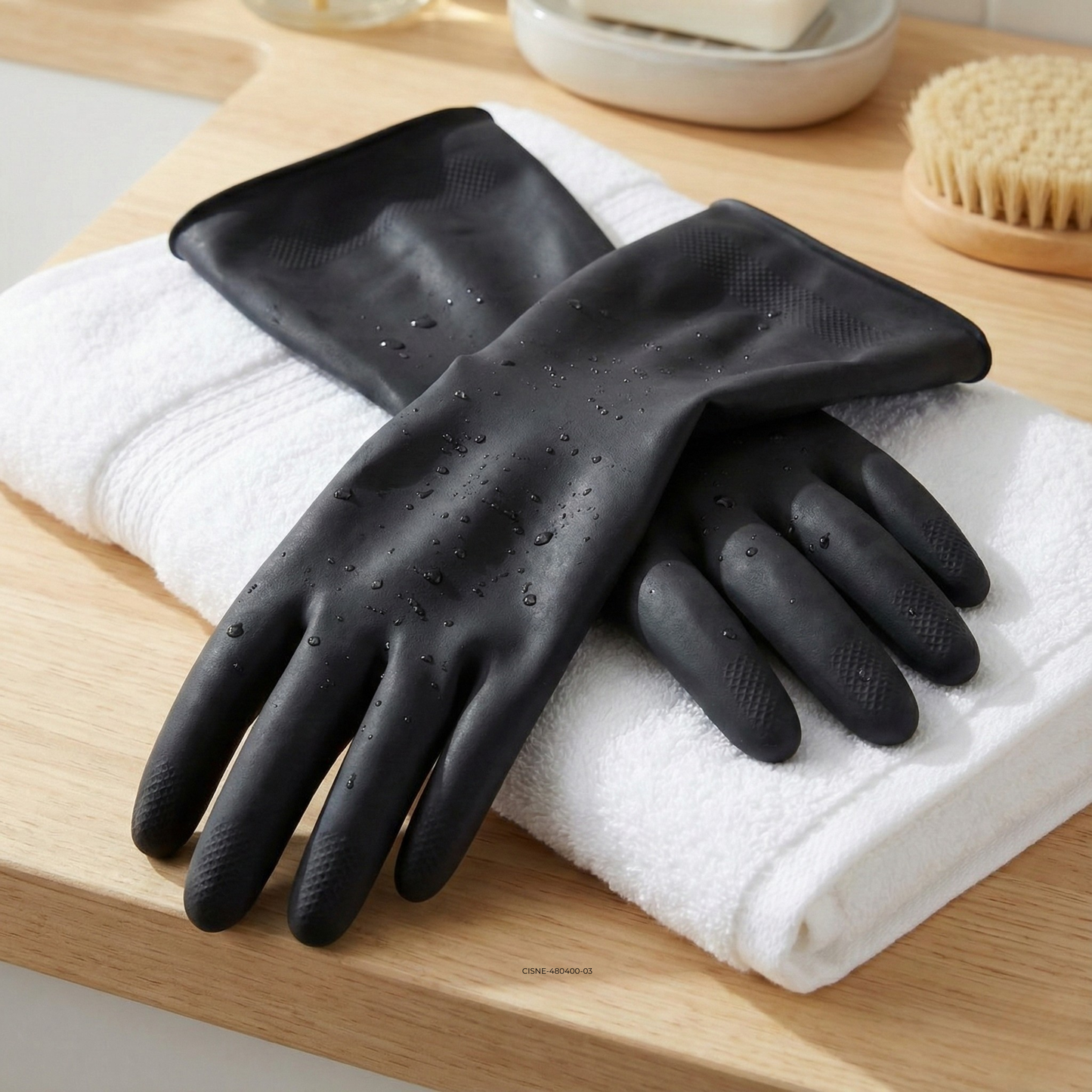 Latex Rubber Gloves (Black) - Lion Brand - Made in China