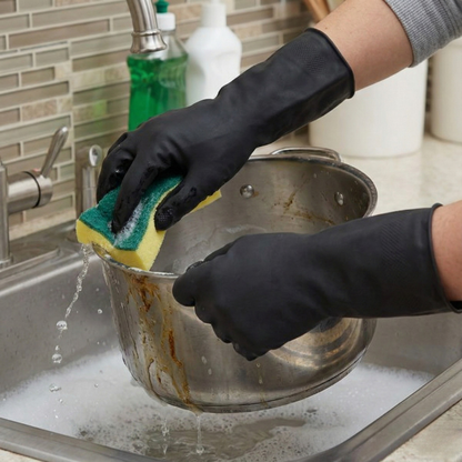 Latex Rubber Gloves (Black) - Lion Brand - Made in China