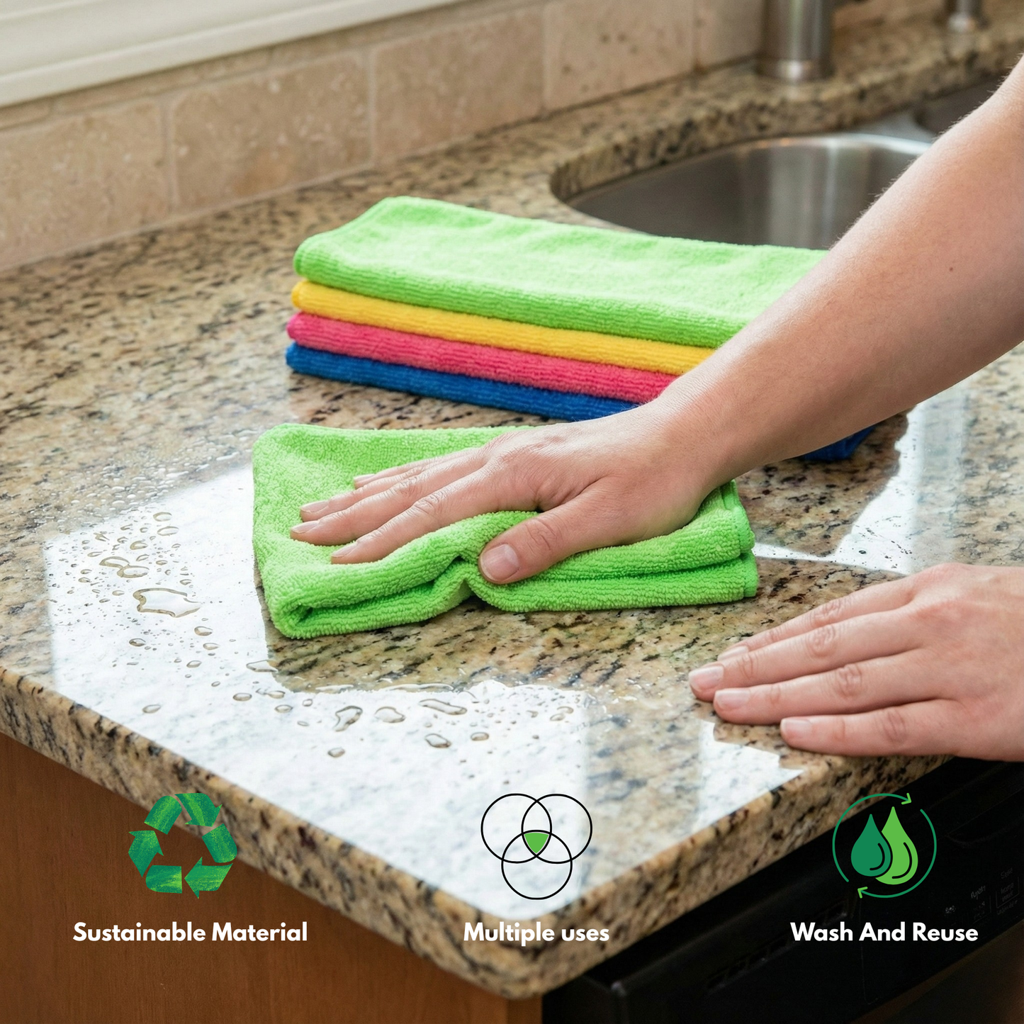 Hygiene System Microfiber Cleaning Cloths, Reusable Multi-Purpose Cloths 40x40 cm