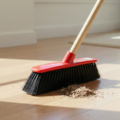 Floor Sweeping Broom Sovrana (Red/Black) With Metal Handle - Mr. Brush - Made in Italy