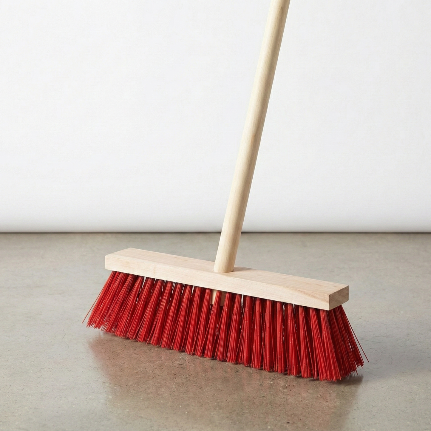 Street Broom 24" (Red) With Wooden Handle - Hygiene System - Made in KSA