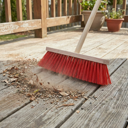 Street Broom 24" (Red) With Wooden Handle - Hygiene System - Made in KSA