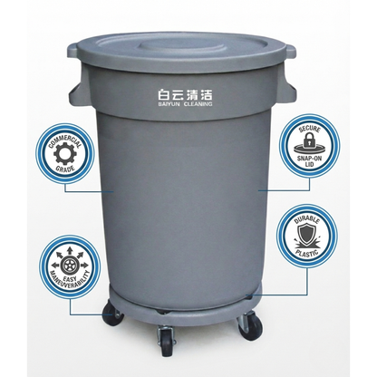 Garbage Can Circular with Dolly 80LT - Baiyun - Made in China