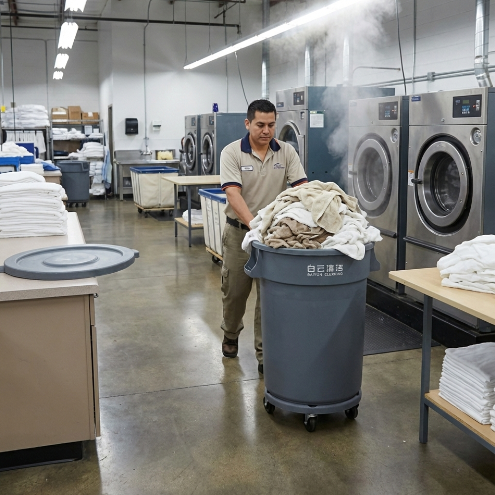 Garbage Can Circular with Dolly 80LT - Baiyun - Made in China