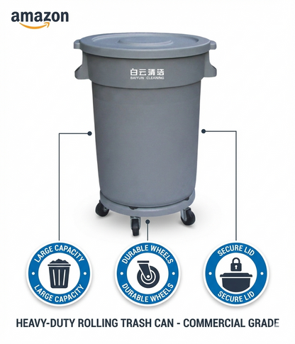 Garbage Can Circular with Dolly 80LT - Baiyun - Made in China