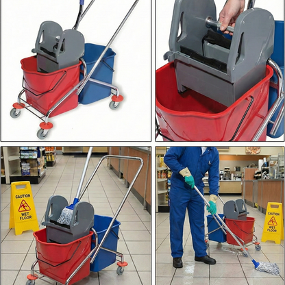 Double Mop Bucket Trolley Down Press 46LT (Grey) - Baiyun - Made in China