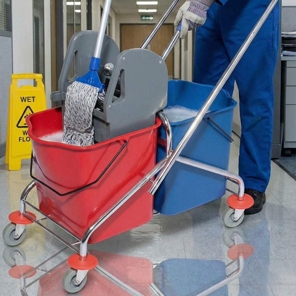 Double Mop Bucket Trolley Down Press 46LT (Grey) - Baiyun - Made in China