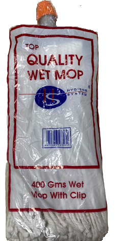 Wet Mop Cotton Round 400 Gms (White) With Mop Holder - Hygiene System - Made in Pakistan-Daitona General Trading LLC