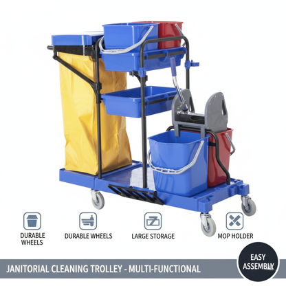 Multipurpose Janitor Cart (Blue) - Baiyun - Made in China